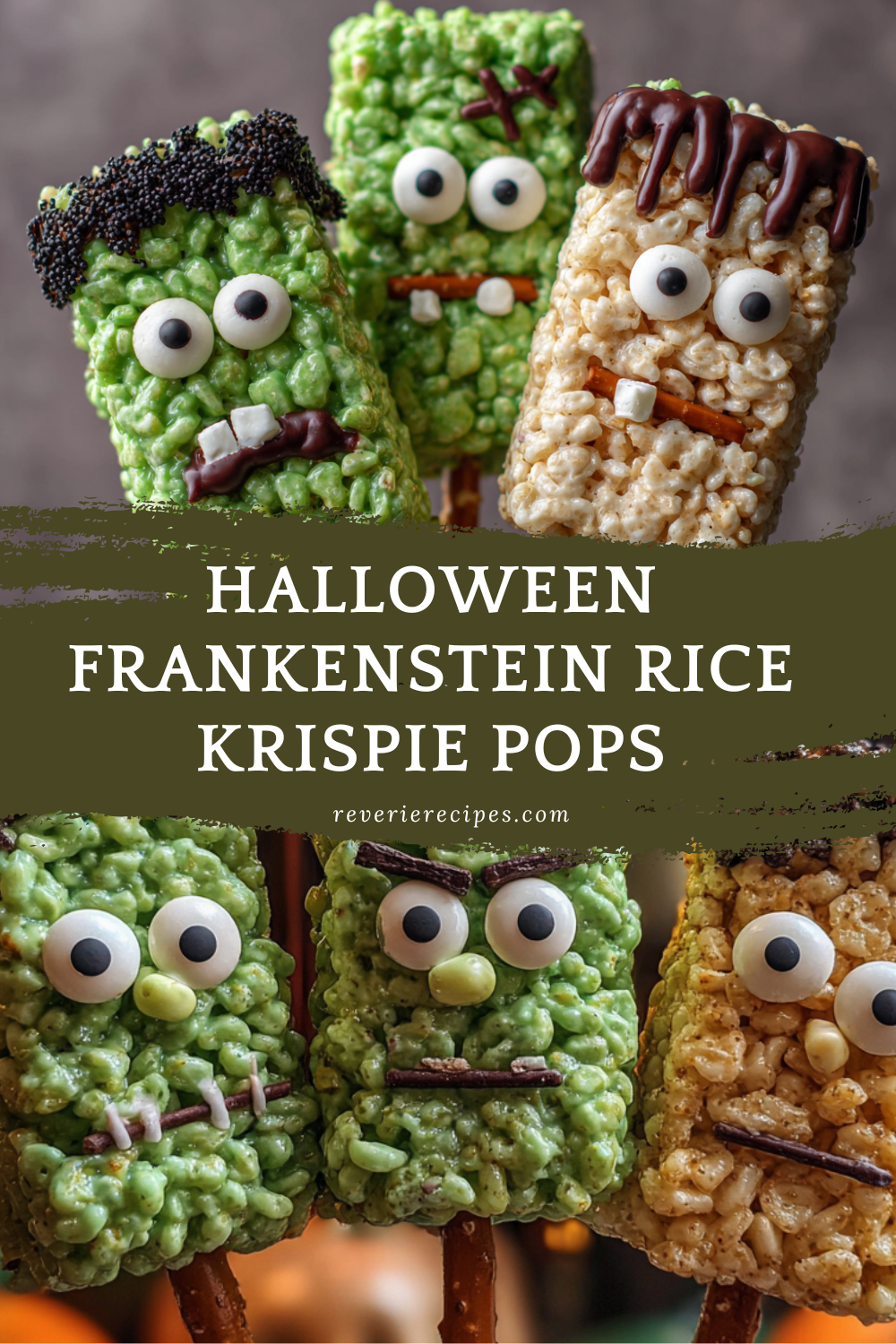 Halloween Frankenstein Rice Krispie Pops
