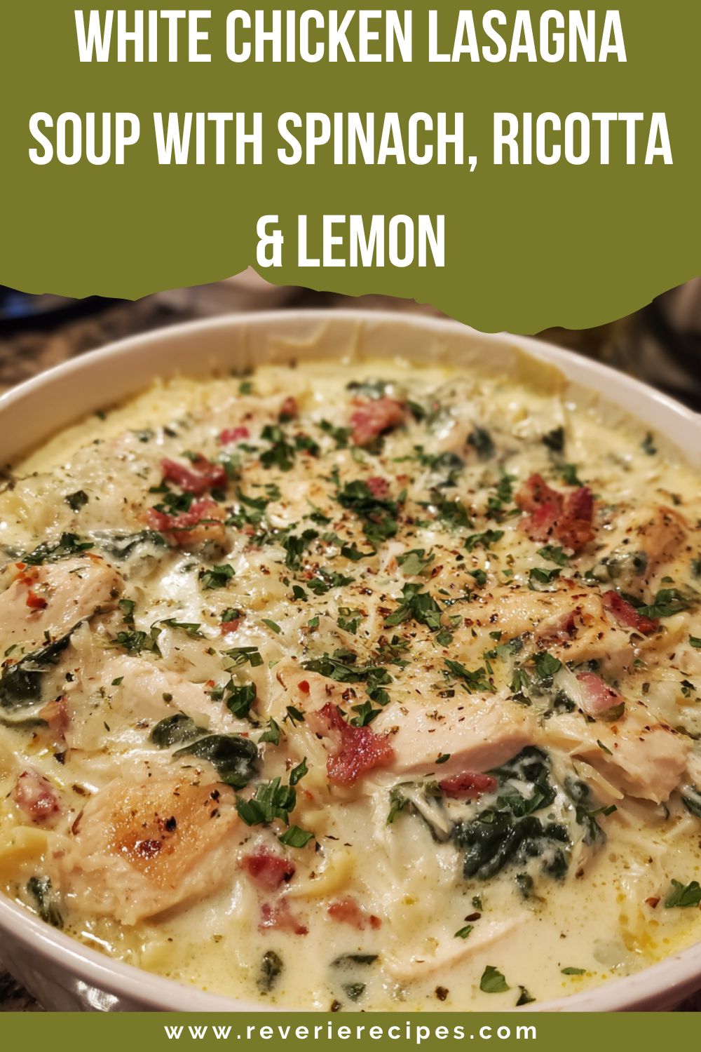 15 Delicious recipes for (17) Shallow bowl of creamy white lasagna soup.