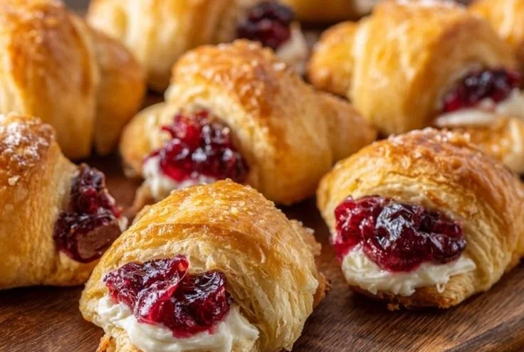 Cranberry Cream Cheese Crescent Bites served on a festive platter