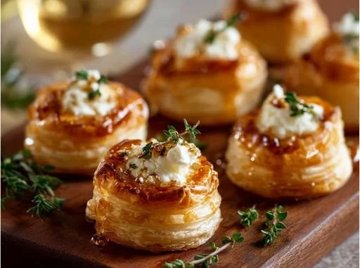 Delicious goat cheese and honey bites served as a tasty appetizer.