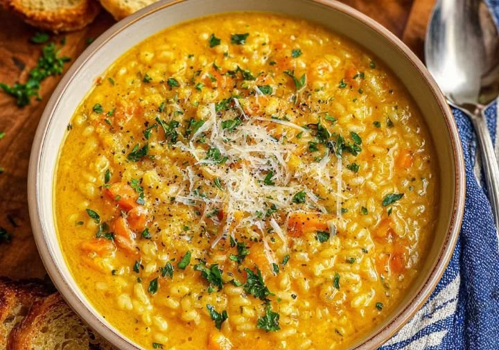 Bowl of Italian Penicillin Soup garnished with herbs and spices