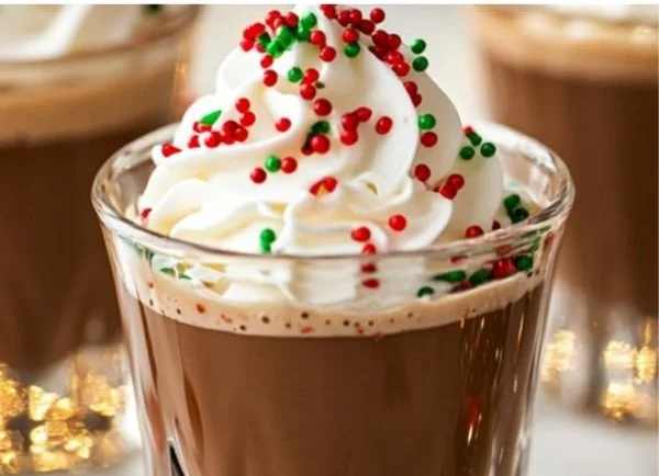 Festively decorated peppermint Christmas shots ready for holiday celebrations.