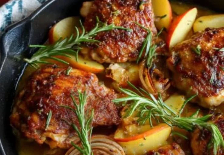 Delicious Rosemary Apple Cider Chicken dish ready to be served