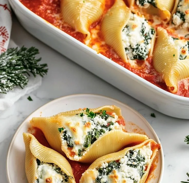 Delicious Christmas Stuffed Shells filled with cheese and herbs for festive meals.