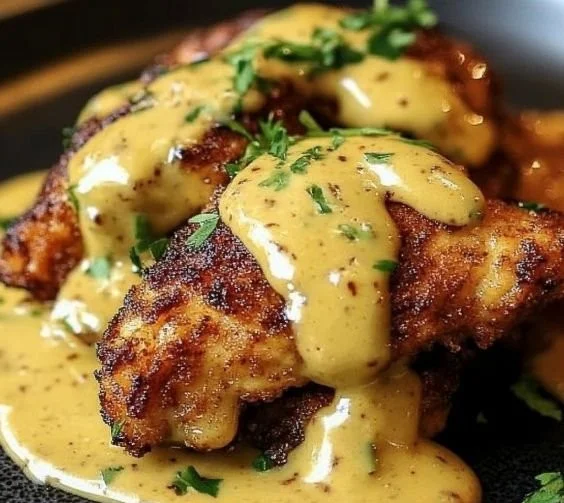 Crispy Pretzel Chicken served with dipping sauce