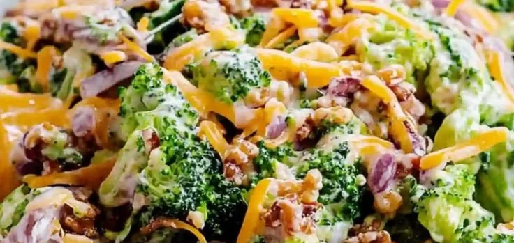 Delicious and crunchy broccoli salad with vibrant ingredients