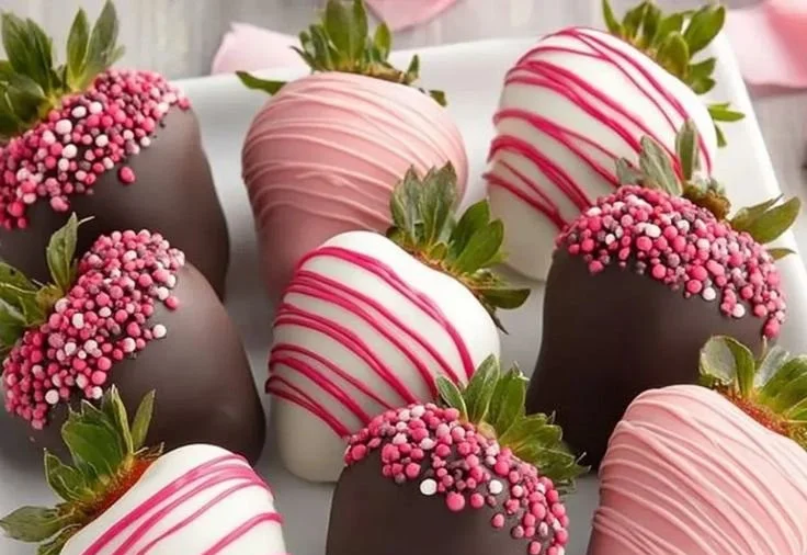 Delicious chocolate covered strawberries on a white plate