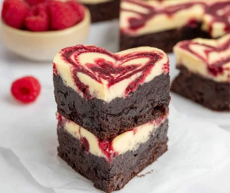 Delicious heart shaped brownies fresh from the oven