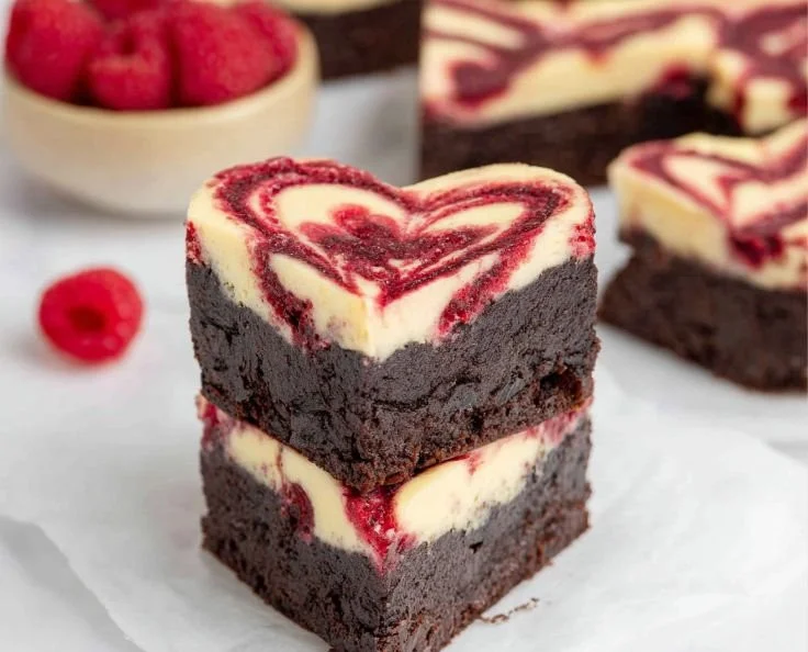 Heart shaped brownies dessert for a romantic occasion or special celebration