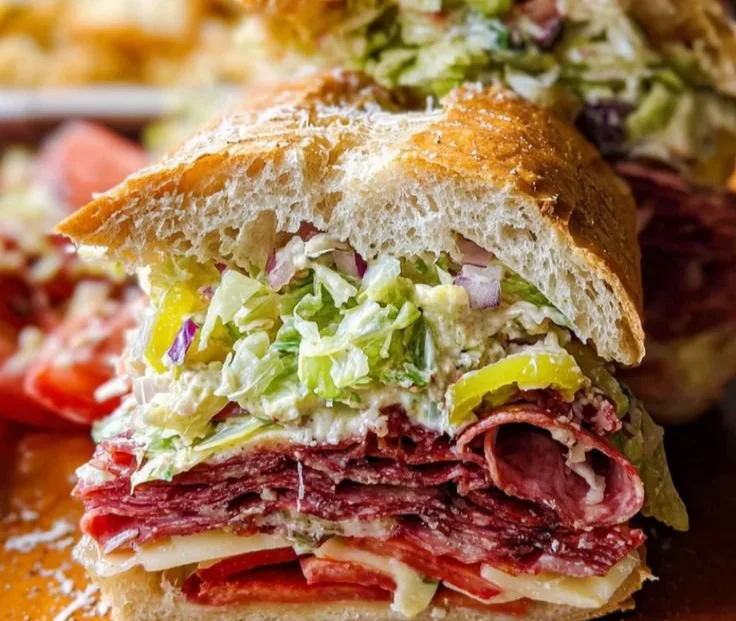 Italian Grinder Salad Sandwich with fresh ingredients and colorful toppings