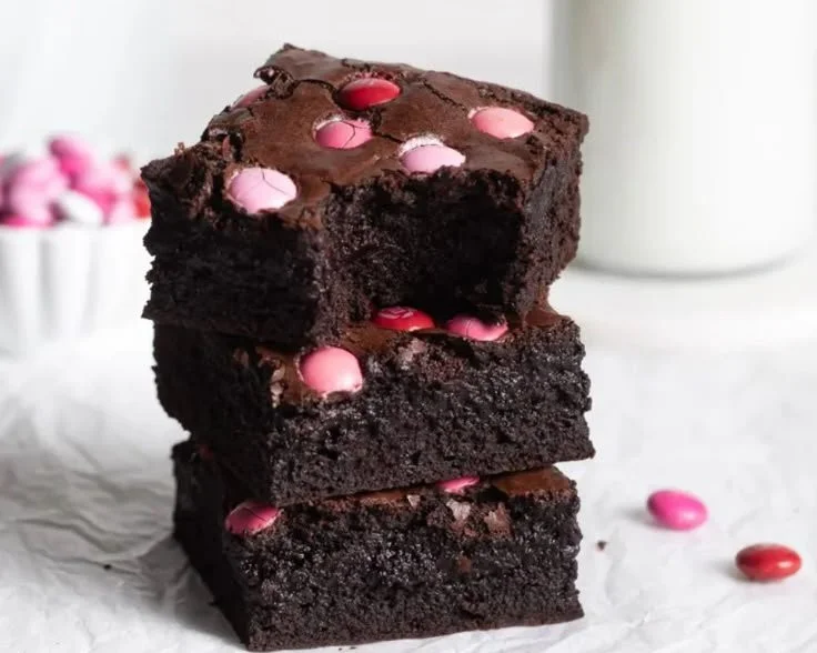 Deliciously baked M&M's Brownies topped with colorful chocolate candies
