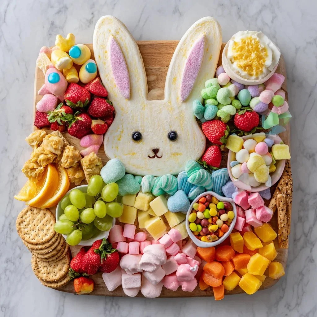 Easter Snack Board featuring a bunny-themed grazing platter for festive celebrations.
